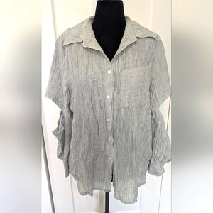 Women's Blouse Size L Gray Long Sleeve Casual Relaxed Fit